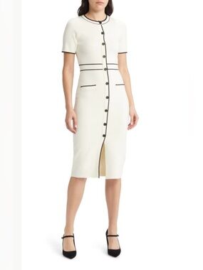 🌟NWT🌟 ZOE AND CLAIRE, Button Front Midi Sweater Dress, Ivory/Black, Size S